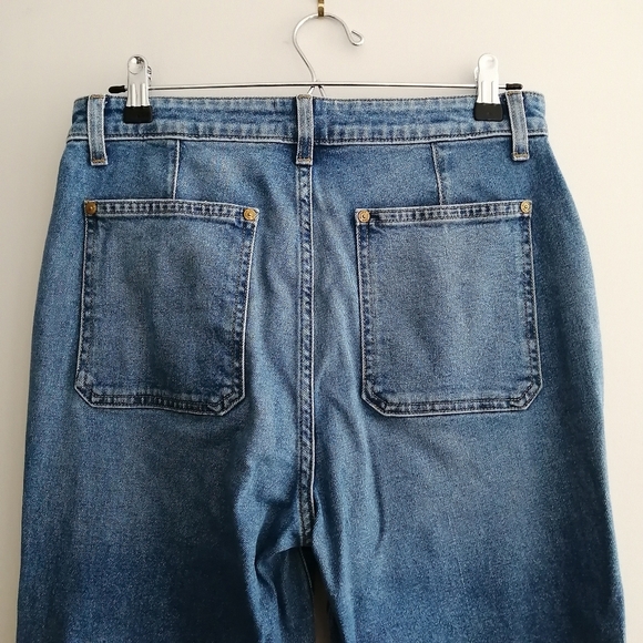 Khaite Raquel Patch Pocket Crop Flare Jeans In Vintage Blue 30 - Picture 7 of 16